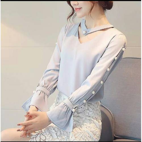 Blouse v pear grey