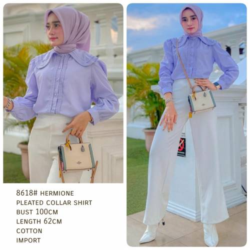 Hermione Pleated Collar Shirt Purple