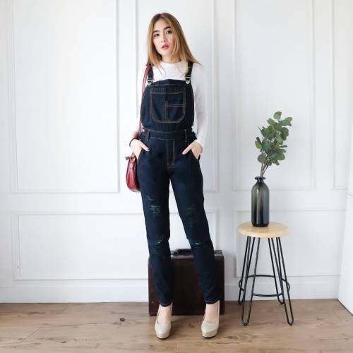 Overoll jeans black 