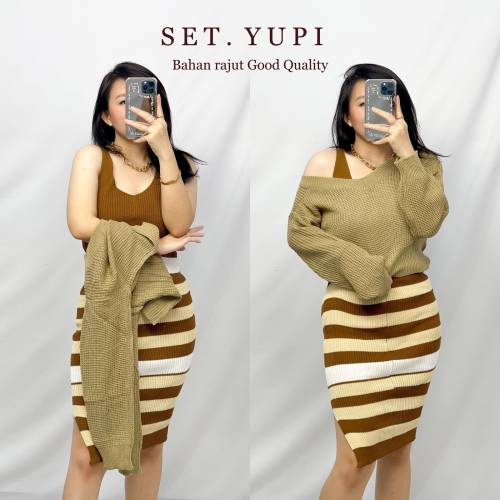 Set Yupi Rajut Stripe Creme