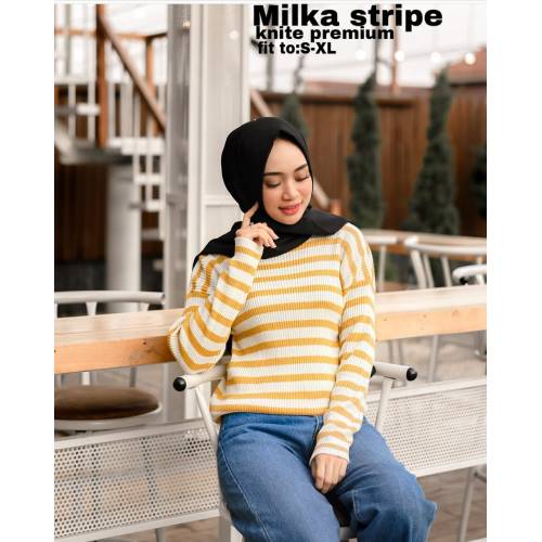 Knit milka strip  yellow