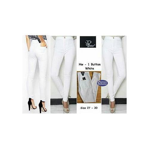Celana jeans stret High waist white 