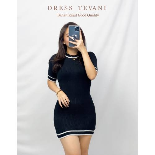 Dress  Tevani Black Rajut 