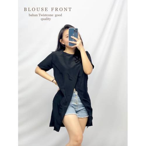 Blouse Front Hitam