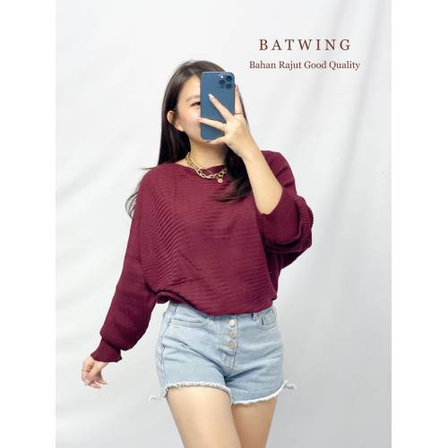 Batwing Rajut Maroon