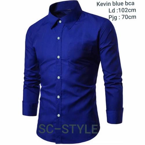 KEMEJA KEVIN POLOS  BLUE BCA 