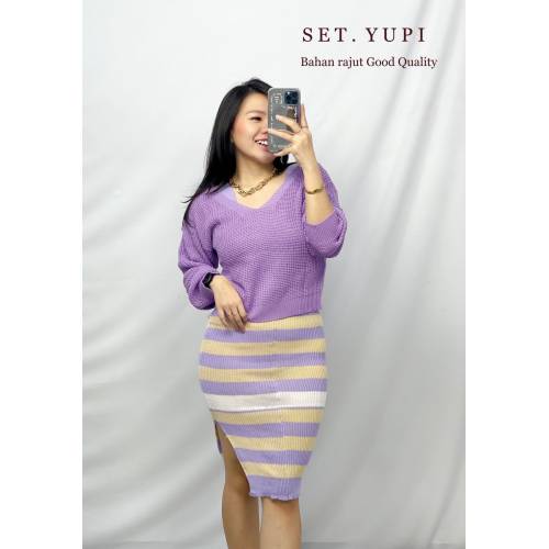 Set Yupi Rajut Stripe Lavender 