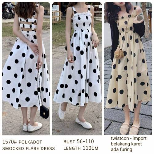 Polkadot Smocked Flare Dress