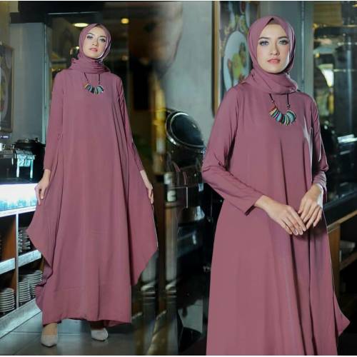 Dress Panjang Syafia Dusty Pink