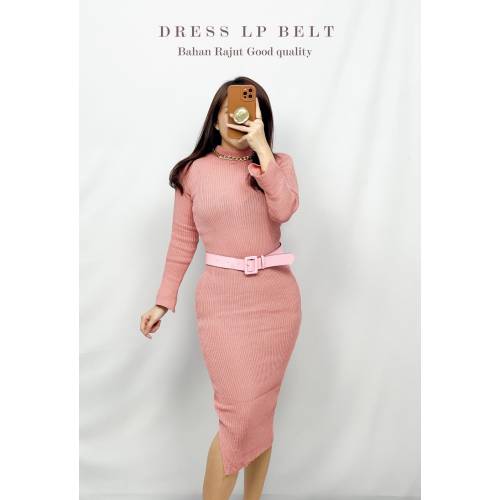 Dress LP Belt Rajut Pink