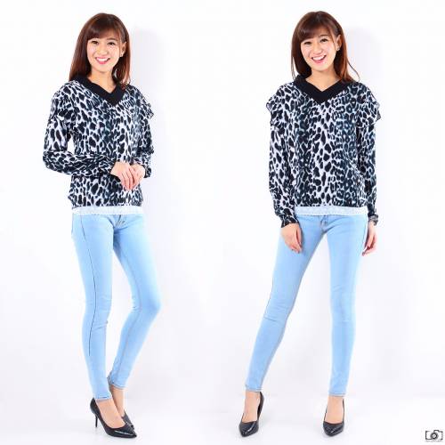 Blus meggie Leopard grey